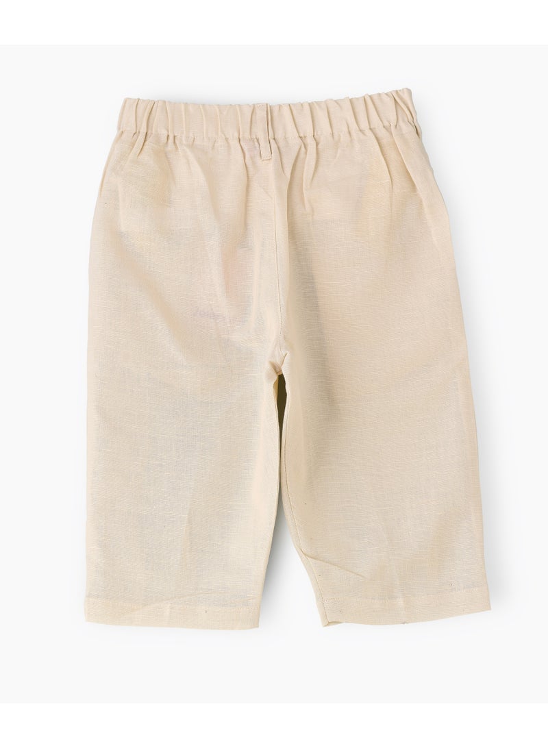 Jelliene Girls Beige Pleated Cotton Culottes - Image 2